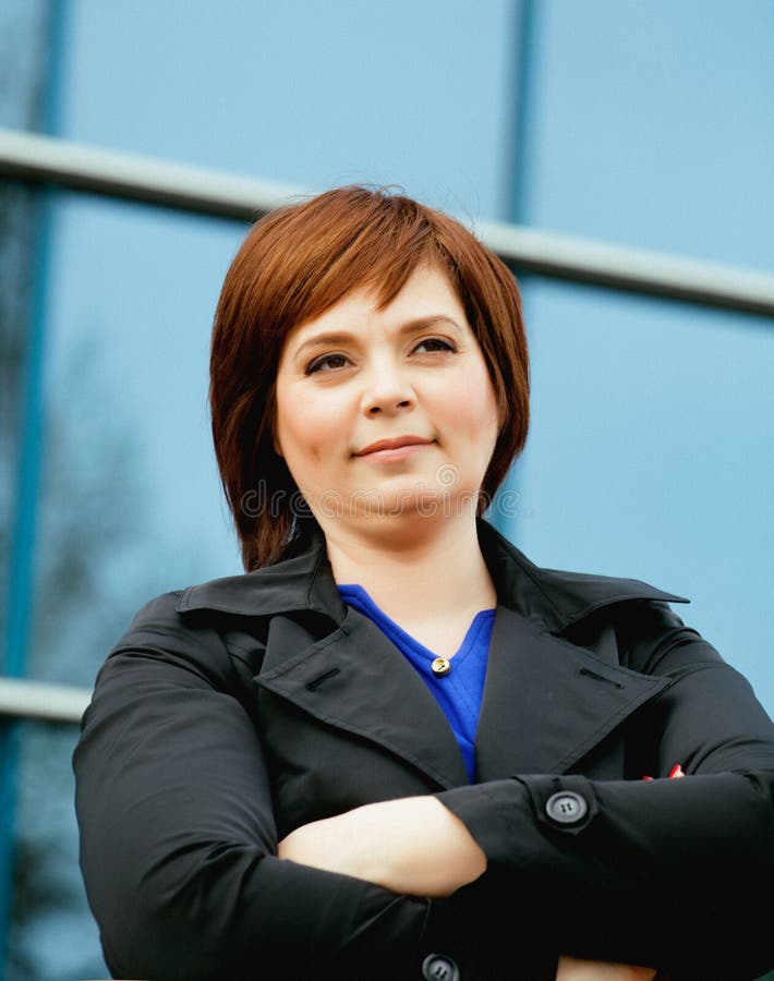 Beauty Brunette Mature Woman Outside, Business Stock Image - Image of