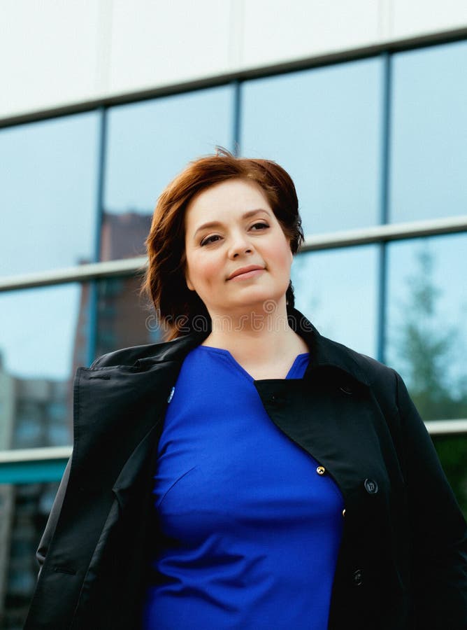 Beauty Brunette Mature Woman Outside, Business Stock Image - Image of