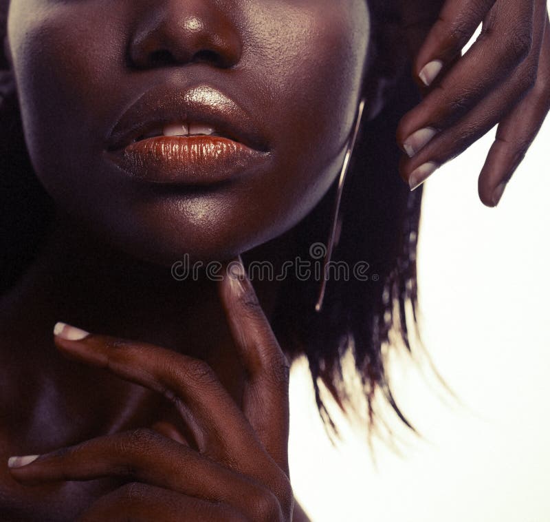 Beauty Concept: Portrait of a Sensual Young African Woman with Colored ...