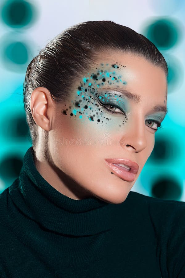 Beauty Fashion Girl with Fantasy Makeup. Carnival Stock Image - Image ...