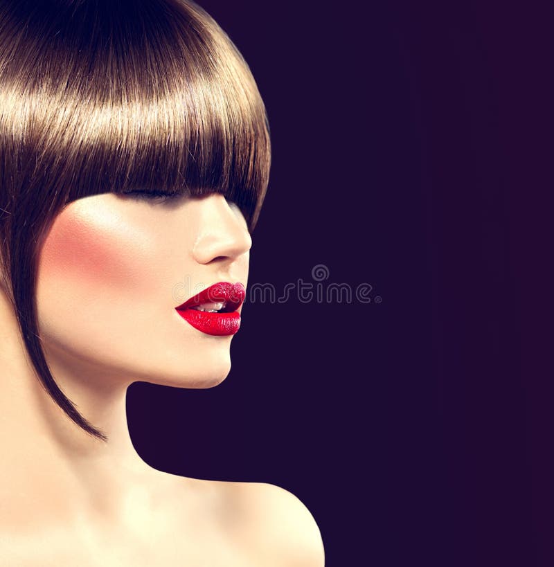 Beauty fashion model girl with glamour haircut