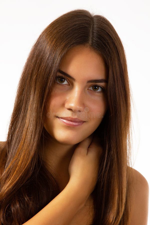 Beauty Feminine Portrait Of Female Face With Healthy Natural Skin Beautiful Tanned Teen Girl 