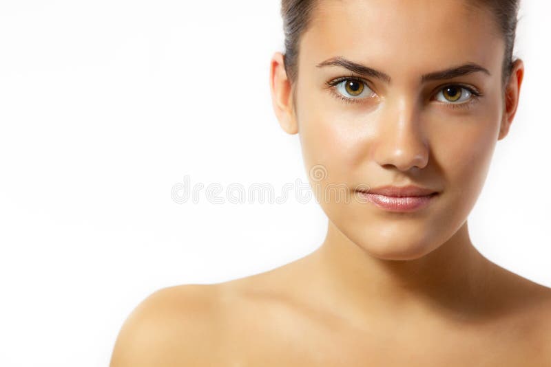 Beauty Feminine Portrait Of Female Face With Healthy Natural Skin Beautiful Tanned Teen Girl 