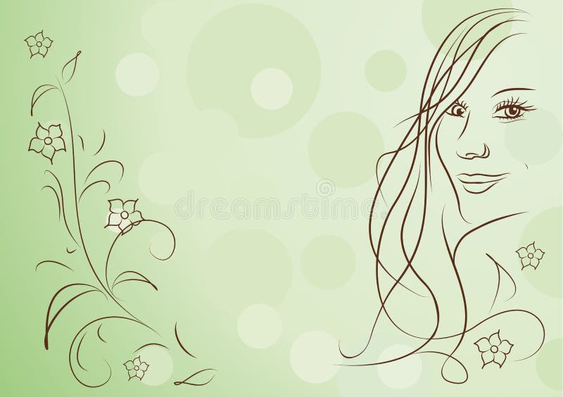 Beauty girl and flowers abstract spring background