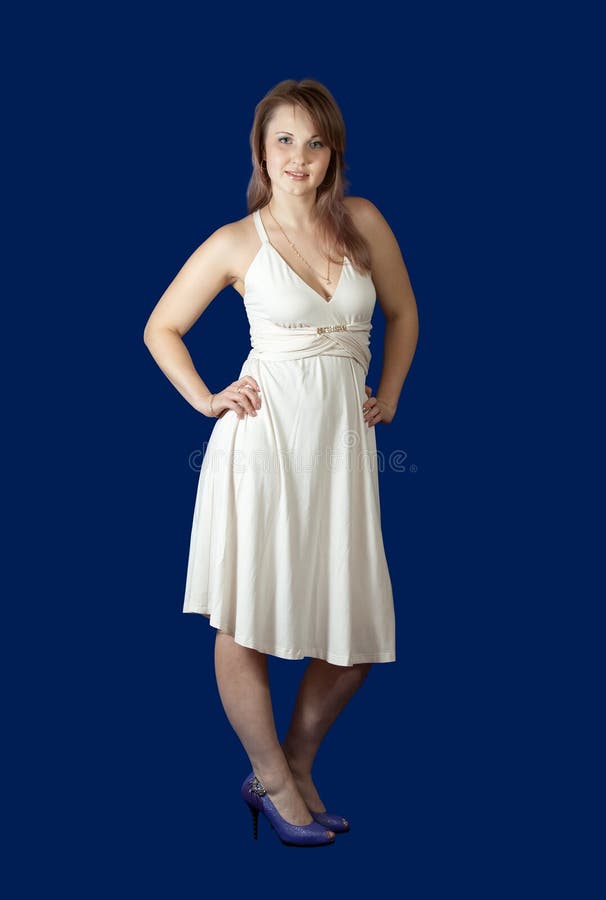 Beauty girl over blue background stock image