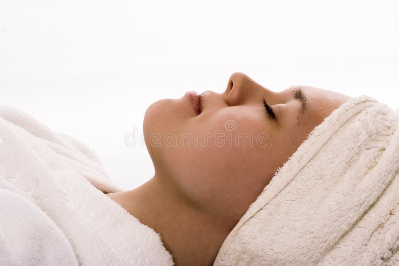 Beauty girl in towel after shower