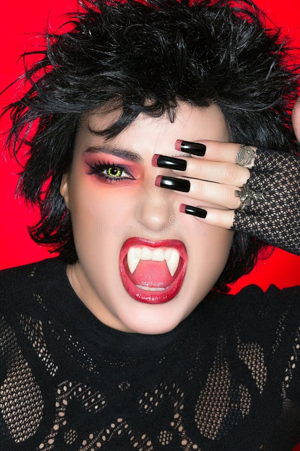 Beauty Gothic Girl. Vampire Makeup Stock Photo - Image of closeup, girl ...