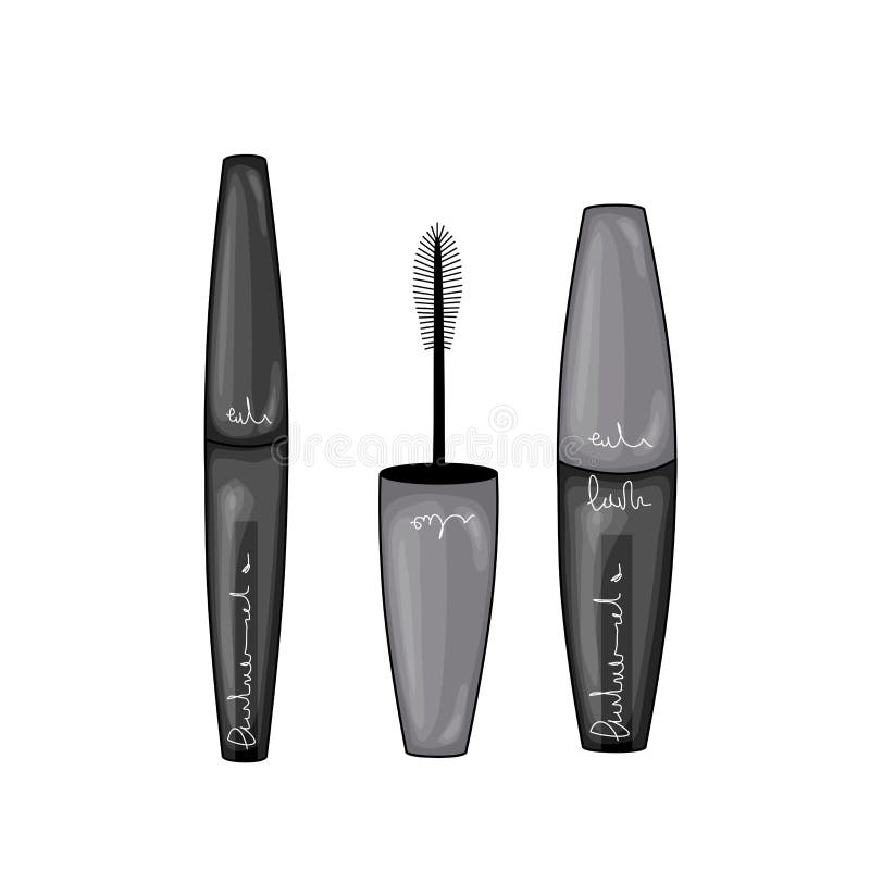 Beauty Illustration with Mascara. Cartoon Style Stock Illustration