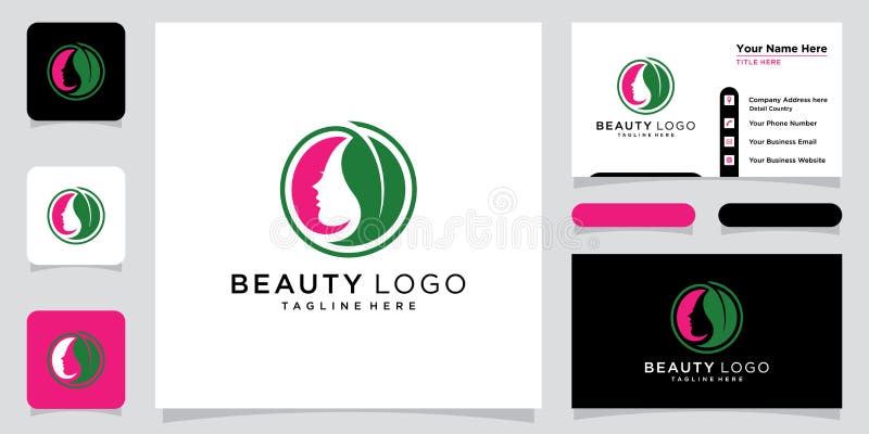 Beauty Logo with Woman Style and Business Card Design Template Stock ...