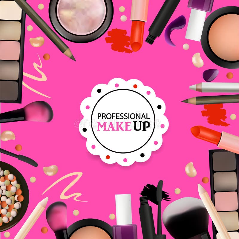 Makeup Design Template With Place For Text. Cosmetic Logo Concept Of Makeup Design Template With Place For Text. Cosmetic Logo Concept Of