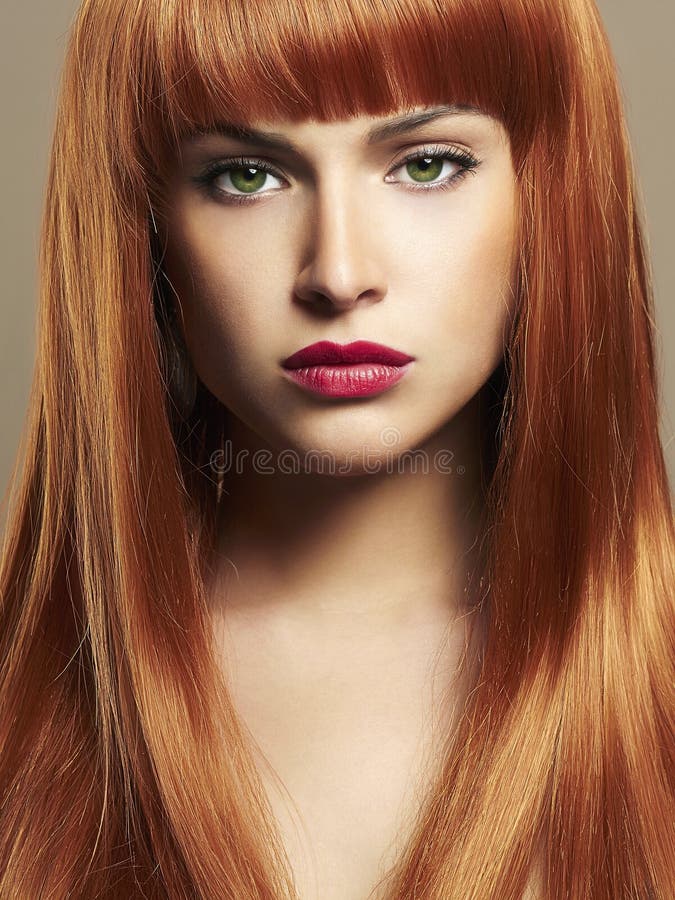 Beauty make up Girl Portrait.Red Hair