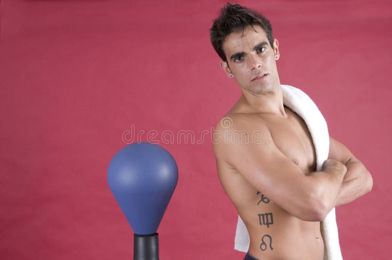 Beauty man boxer fighting with punch