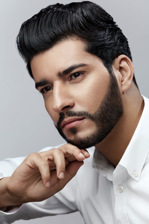 Beauty. Man with Hair Style and Beard Portrait. Handsome Male Stock Image -  Image of grooming, confident: 125031947