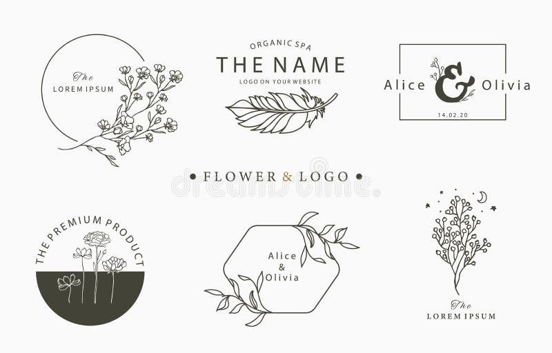 Beauty occult logo collection with tree,flower,feather.Vector illustration for icon,logo,sticker,printable and tattoo stock illustration Beauty occult logo collection with tree,flower,feather.Vector illustration for icon,logo,sticker,printable and tattoo stock illustration