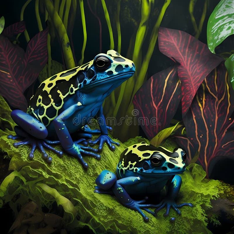 Poison Dart Frog Habitats. Generative AI Stock Illustration