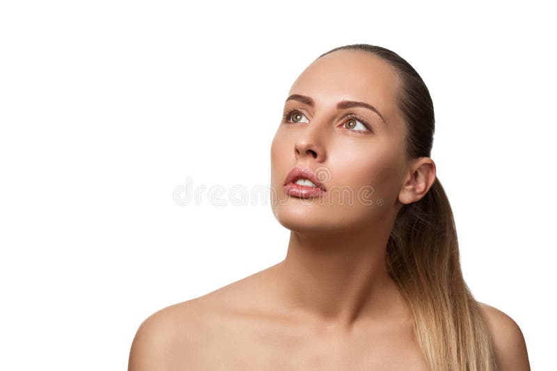 Beauty portrait of female face with natural skin