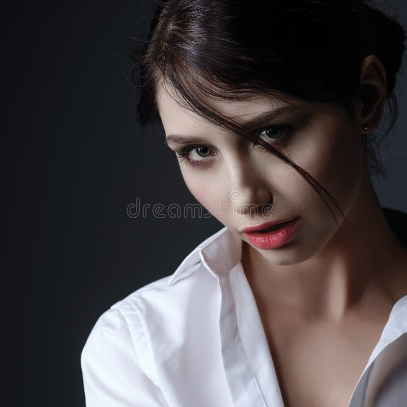 Beauty Portrait of a Sensual Brunette Girl Stock Image - Image of eyes ...