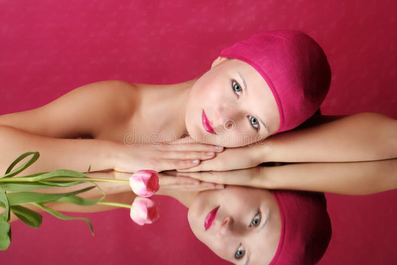 Beauty portrait of a woman in pink