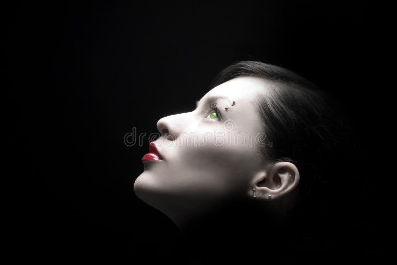 Profile of beauty lady with green eyes. Profile of beauty lady with green eyes