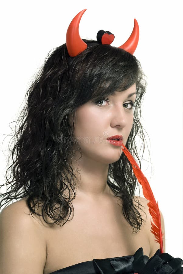 Beauty red devil girl stock image. Image of demon, female 13347969