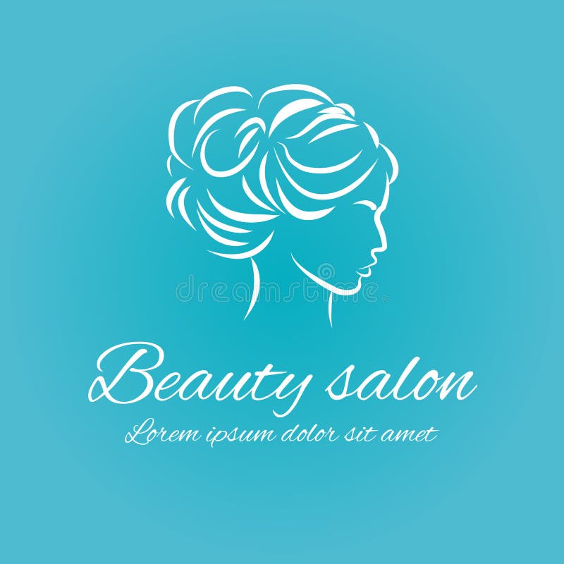 Beauty Salon Logo On Blue Background Stock Vector Illustration Of