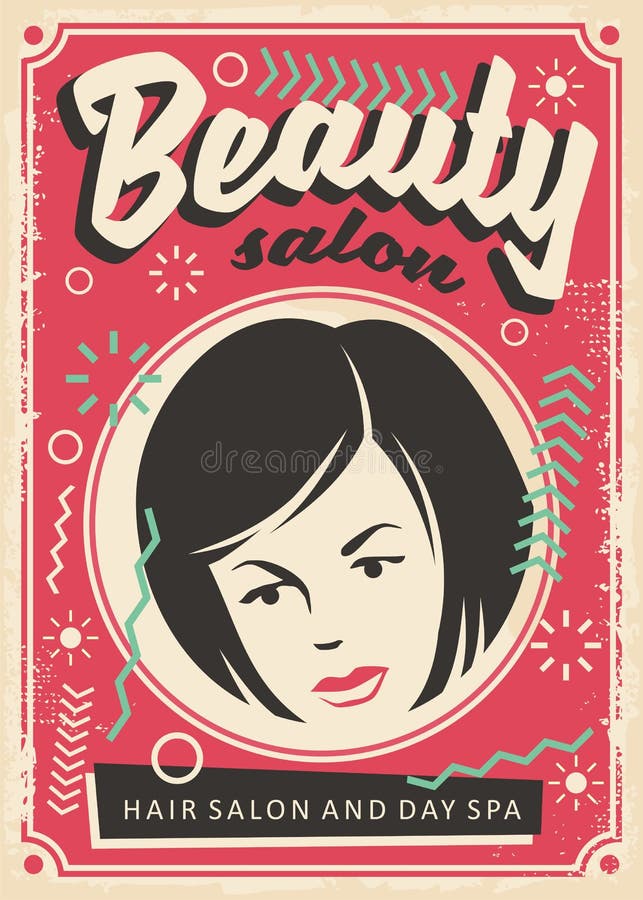 Beauty Salon Vintage Poster Design Stock Vector - Illustration of face,  fashioned: 106058266