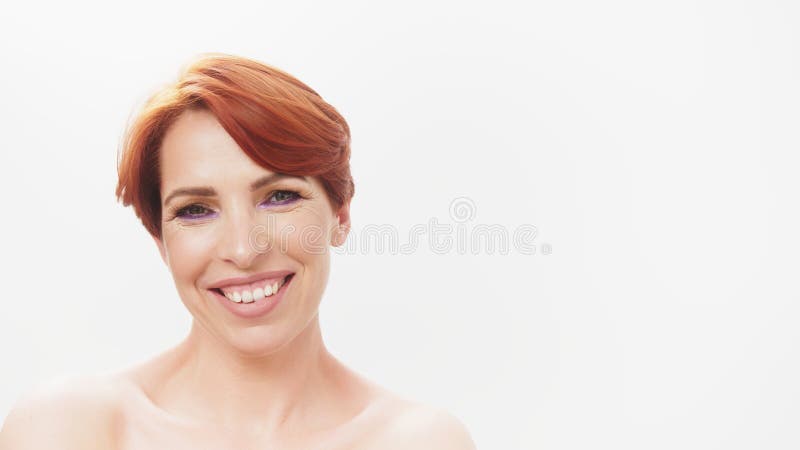 Beauty of Redhead Middle Aged Woman. Aging Process,skin Care Stock Photo - Image of hear, aged: