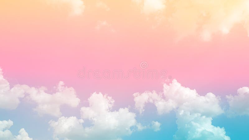 Beauty Smooth Soft Pastel with Pink Small Fluffy Clouds on Sky. Multi ...