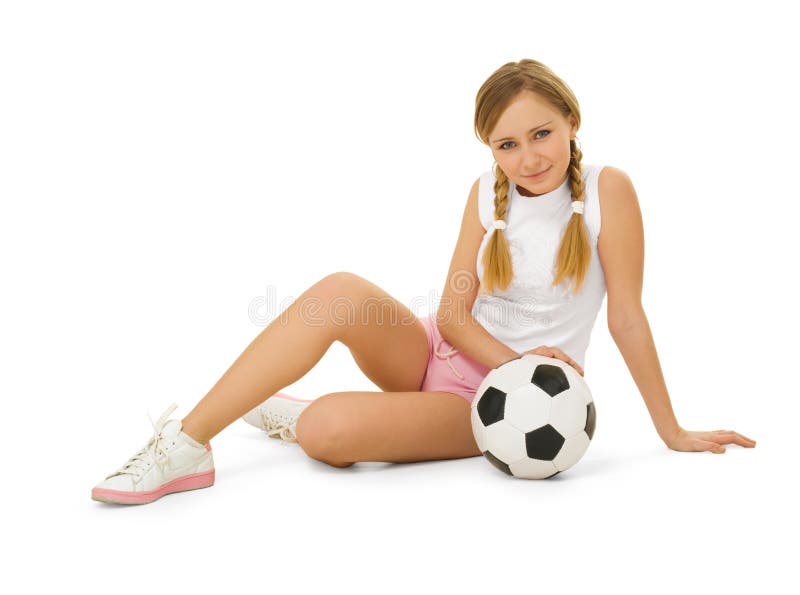 Beauty with soccer ball