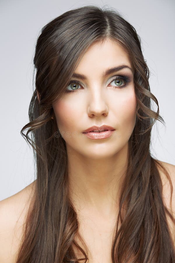 Beauty Style Face Portrait of Young Woman Looking Side. Stock Image ...