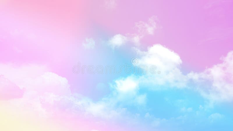 Beauty Sweet Pastel Purple Blue Colorful with Fluffy Clouds on Sky ...