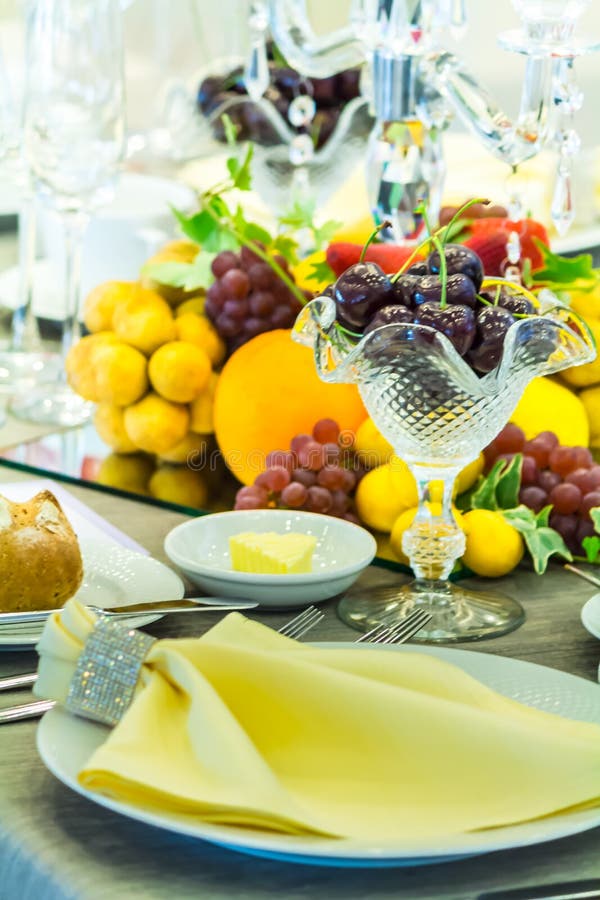 Napkin on Dish for Decoration Dinner Table Stock Photo Image of