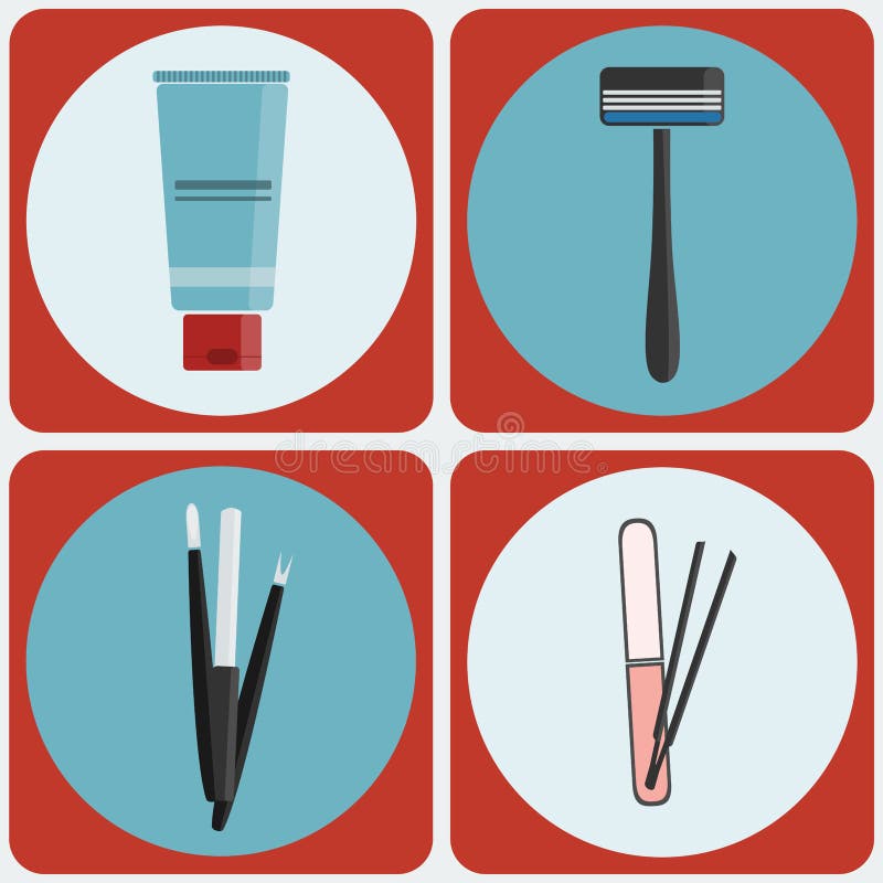 Beauty tools colorful icon set
