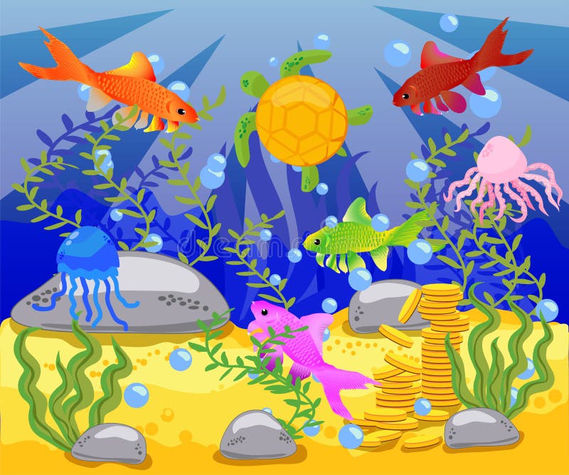 The Beauty of Underwater Life with Different Animals and Habitats Stock  Illustration - Illustration of bottom, seaweed: 152735785