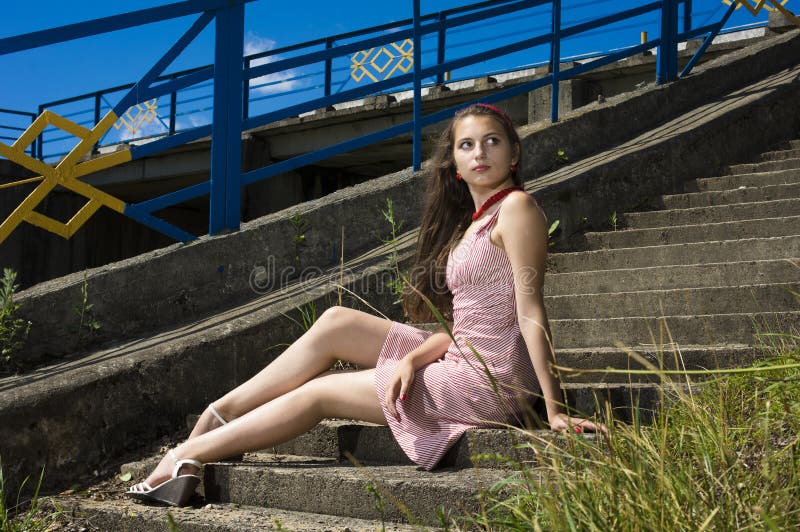 Beauty Vintage Teen Girl Posing Outdoors Stock Photo amateur pic Beauty Vintage Teen Girl Posing Outdoors Stock Photo