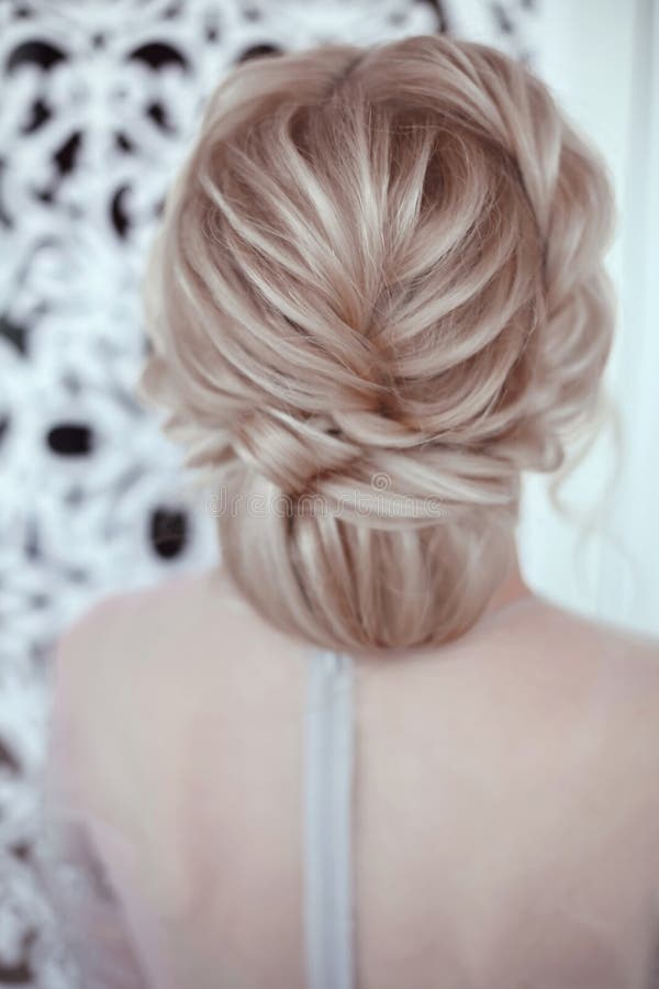 Beauty Wedding Hairstyle. Bride. Blond Girl with Curly Hair Styling. Back View Stock Image - Image of hairdo, girl: 122530865 Beauty Wedding Hairstyle. Bride. Blond Girl with Curly Hair Styling. Back View Stock Image - Image of hairdo, girl: 122530865