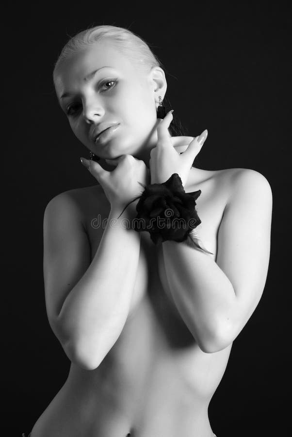 Beauty woman with black rose