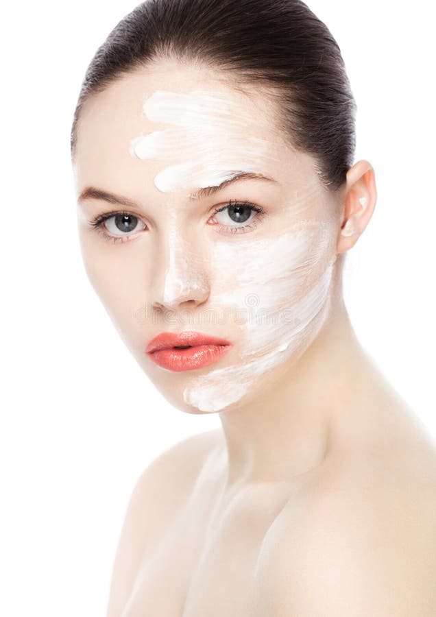 Beautyl Girl Natural Makeup Spa Skin Care on Blue Stock Photo - Image ...