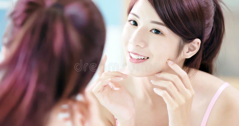 Beauty woman look mirror