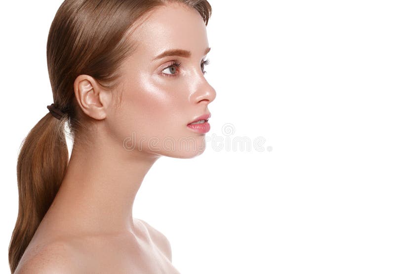 Beauty Woman Profile closed eyes face Portrait. Isolated on a white background royalty free stock image Beauty Woman Profile closed eyes face Portrait. Isolated on a white background royalty free stock image