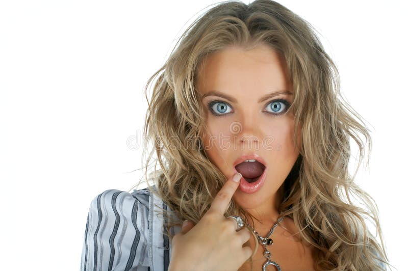 Beauty woman wonder face with open mouth