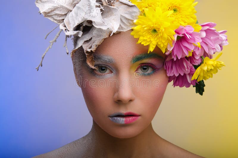 Floral spring woman stock photo. Image of face, attractive - 17755868