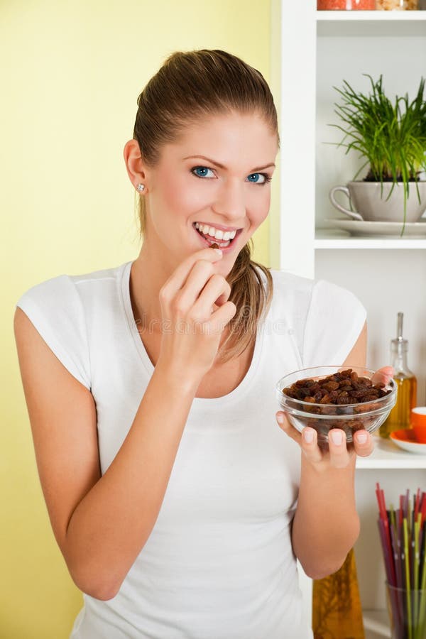 Beauty, Young Girl Eating Raisin Stock Image Image of alone, person