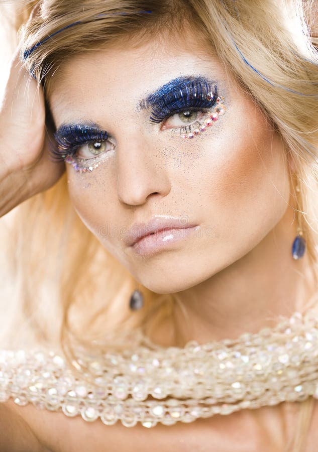 Beauty Young Woman with Creative Make Up Stock Photo - Image of closeup