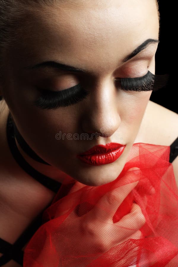 Beauty Young Woman with False Eyelashes