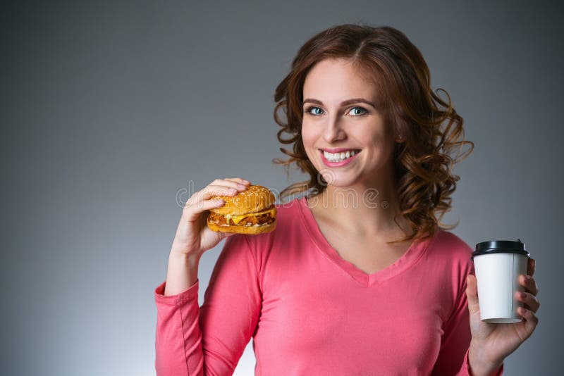 Beauty Young Woman With Sandwich Stock Image - Image of beautiful