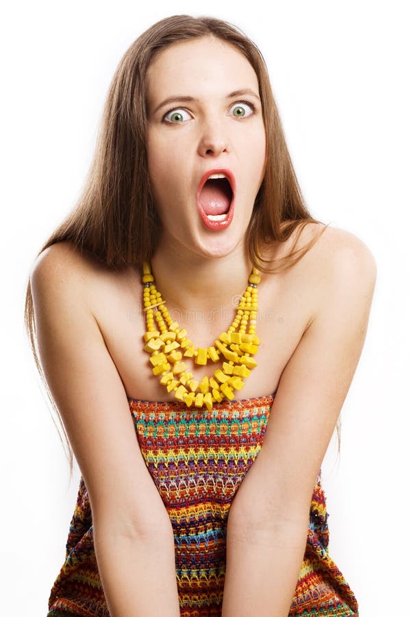 Beauty young woman shocked