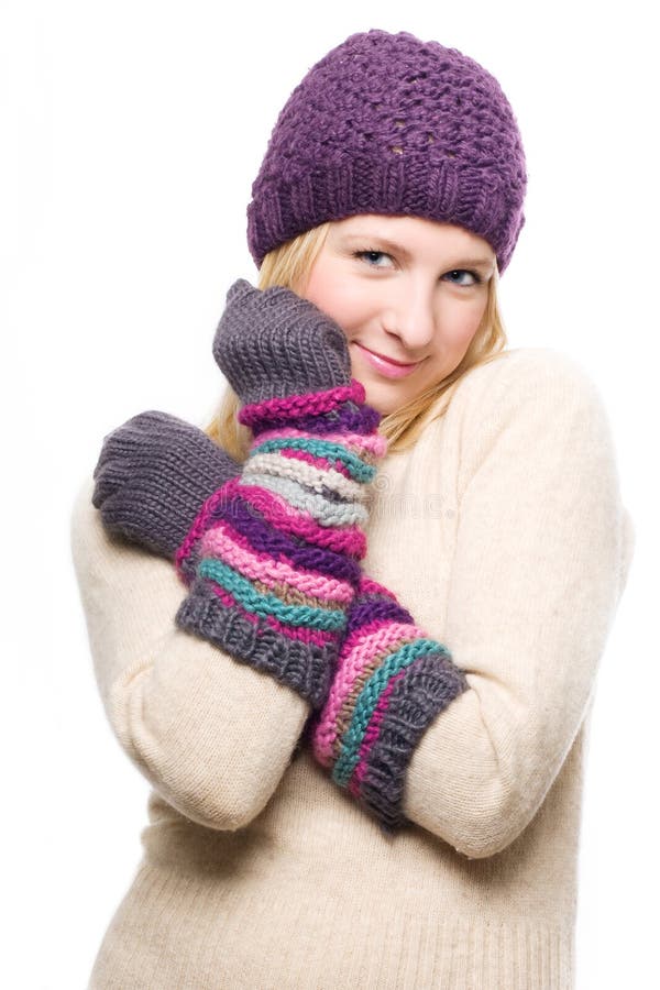 Beauty young woman in a warm hat