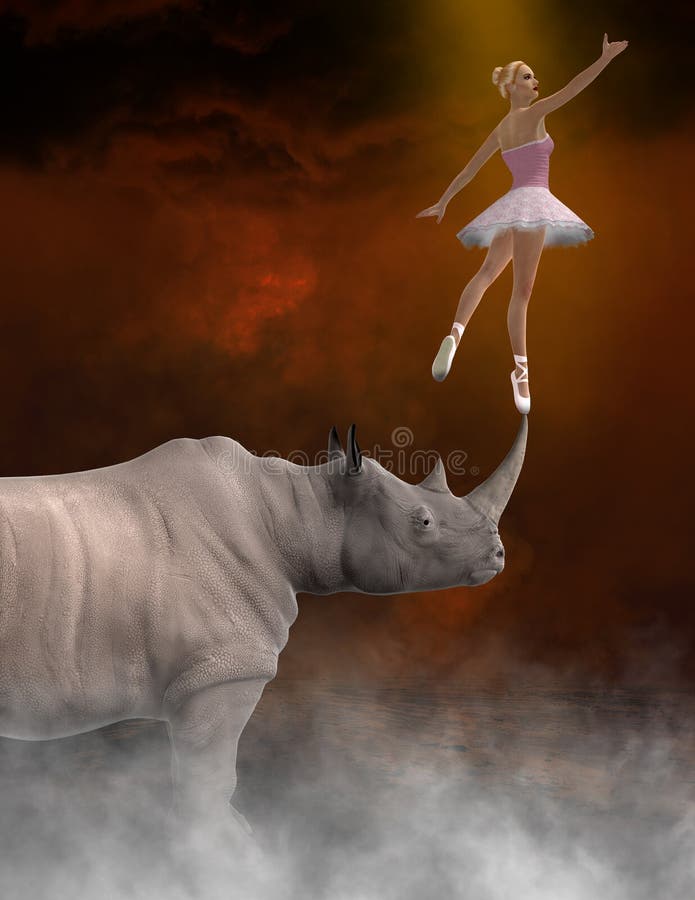 Beauté abstraite, bête, ballerine, danse, rhinocéros illustration libre de droits Beauté abstraite, bête, ballerine, danse, rhinocéros illustration libre de droits