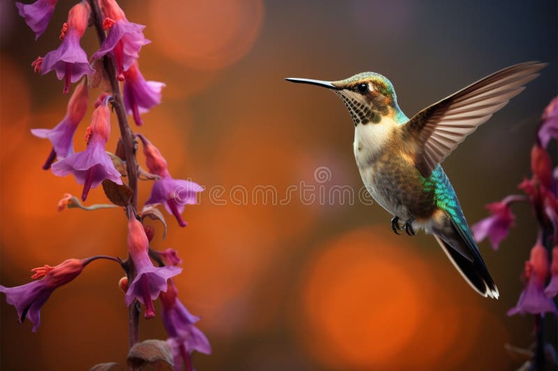 Beauté gracieuse colibris portrait d'une symphonie colorée aux fleurs illustration de vecteur
